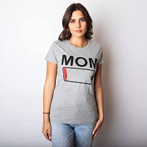 Mom Low Battery Tired Mama Tee in Grey